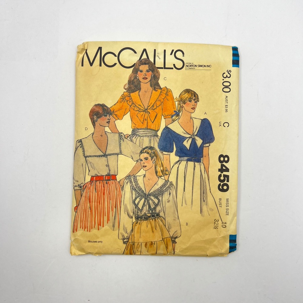 McCall's 8459 Blouse Sewing Pattern Bust 32.5 Vintage 1983‎